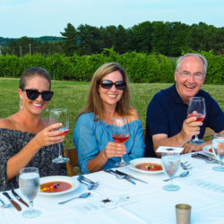 Dining in the vineyard at Black Star Farms Suttons Bay.