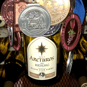 Award-winning 2017 Arcturos Dry Riesling with many medals.