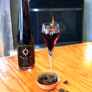 Sirius Raspberry paired with chocolate at the tasting room at Black Star Farms Old Mission.