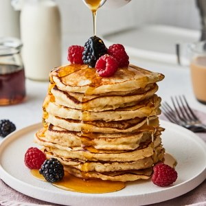 Example of buttermilk pancakes with berries.