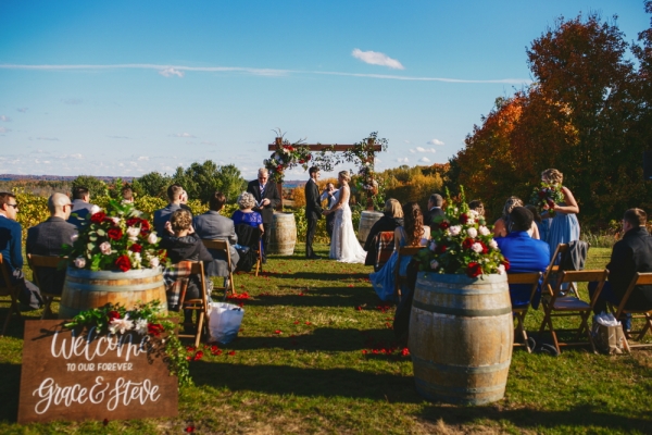 Small wedding atop our vineyard during fall.