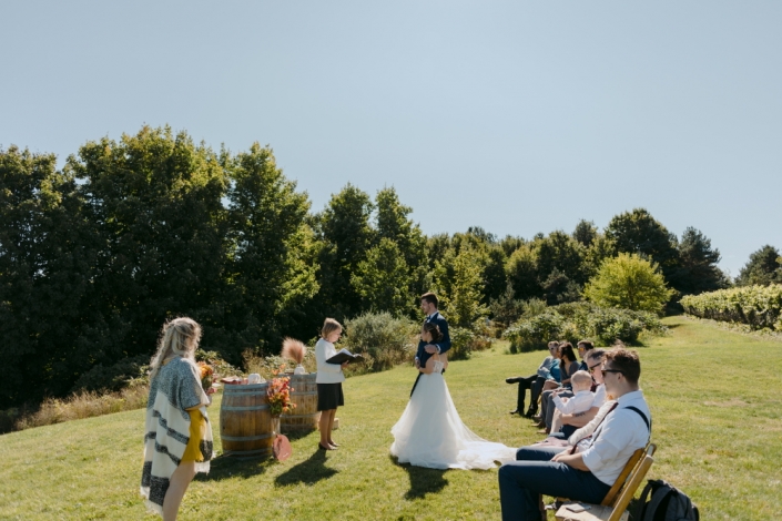 Small wedding ceremony in the vineyard.