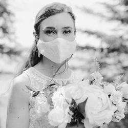 Bride wearing a protective face mask.