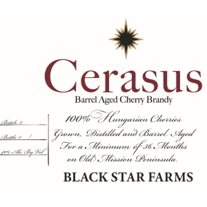 Label for the barrel-aged cherry brandy.