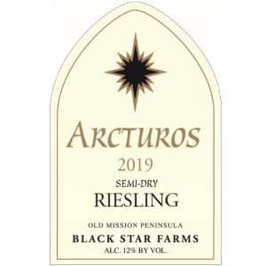 Label for the 2019 Arcturos Semi-Dry Riesling.