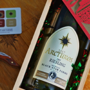 Bottle of Dry Riesling in gift box.