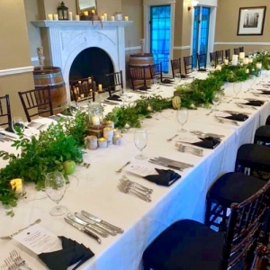 Elegant table set for a wine dinner.