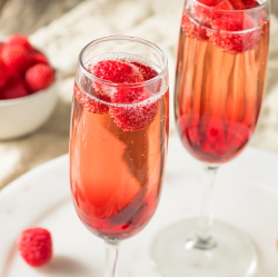 Example of a Raspberry Royale sparkling wine cocktail.