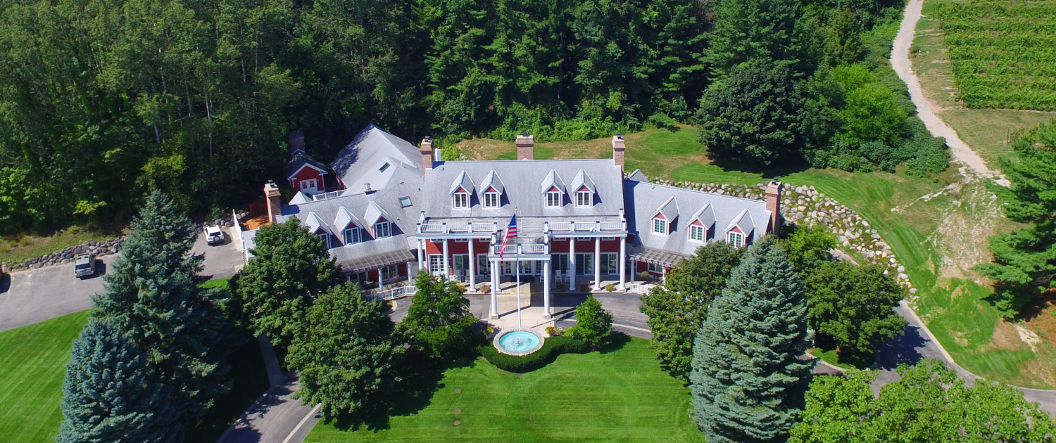 Aerial View of our top-rated Michigan Bed and Breakfast, the perfect place to unwind while exploring top Traverse City Wineries