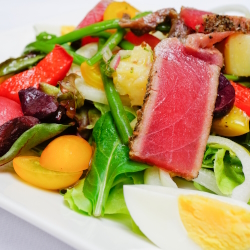 Nicoise salad with seared tuna.