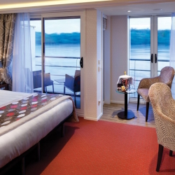 Stateroom showing twin balconies.