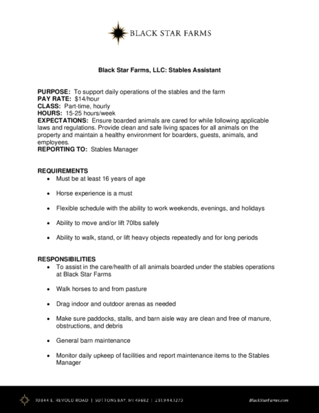 Job Description Stables Assitant 9 2023 pdf
