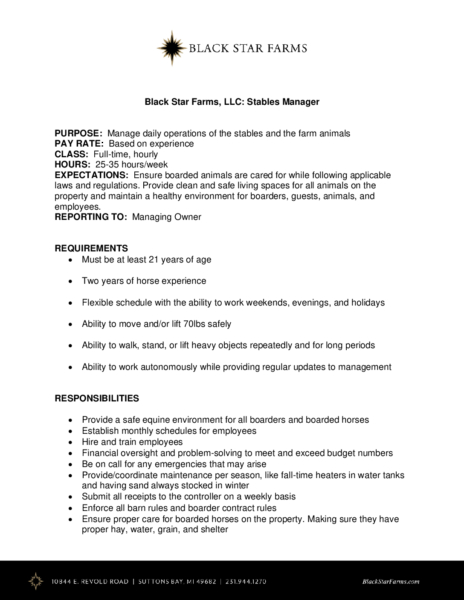 Job Description Stables Manager pdf