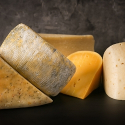 Examples of different Cheddar cheeses.