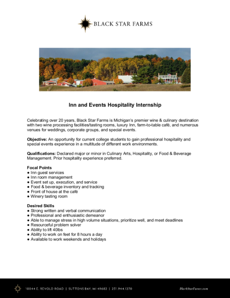 Inn Events Hospitality Internship 2024 pdf