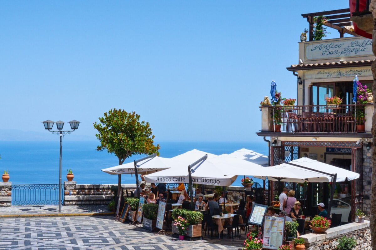 Restaurant on the coast in Sicily.