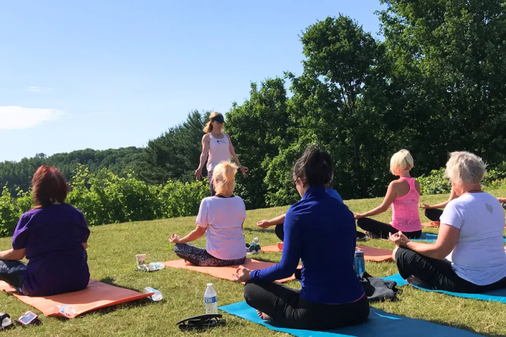 Yoga in the Vines 1 Yoga class in our vineyard.
